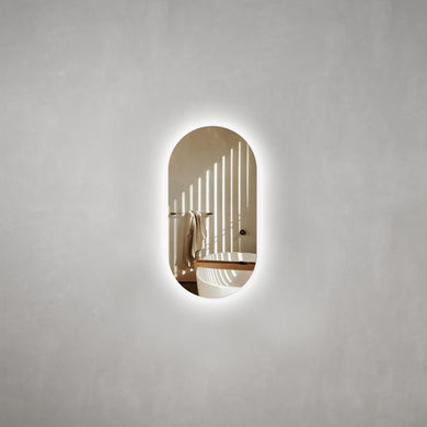 Pill Oval 400mm x 750mm Backlit LED Frameless Mirror with Polished Edge and Demister