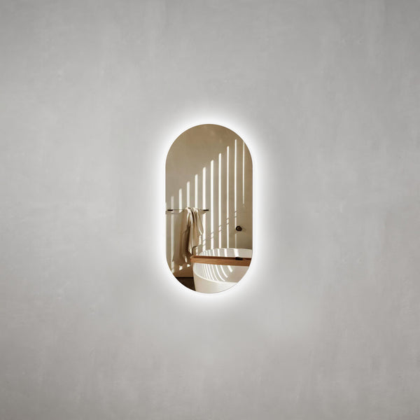 Pill Oval 400mm x 750mm Backlit LED Mirror with Polished Edge and Demi
