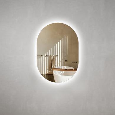 Pill Oval 700mm x 1000mm Backlit LED Frameless Mirror with Polished Edge and Demister