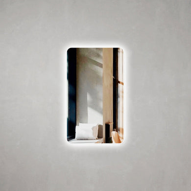 Retti Rectangular 750mm x 900mm Backlit LED Frameless Mirror with Polished Edge, Rounded Corners and Demister