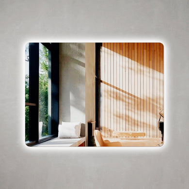 Retti Rectangular 1200mm x 900mm Backlit LED Frameless Mirror with Polished Edge, Rounded Corners and Demister