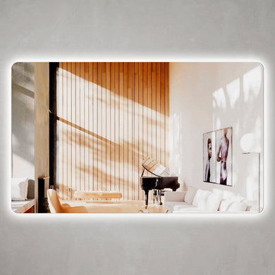 Retti Rectangular 1500mm x 900mm Backlit LED Frameless Mirror with Polished Edge, Rounded Corners and Demister