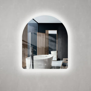 *Clearance* Arco Arch 850mm x 1000mm Backlit LED Frameless Mirror with Polished Edge and Demister