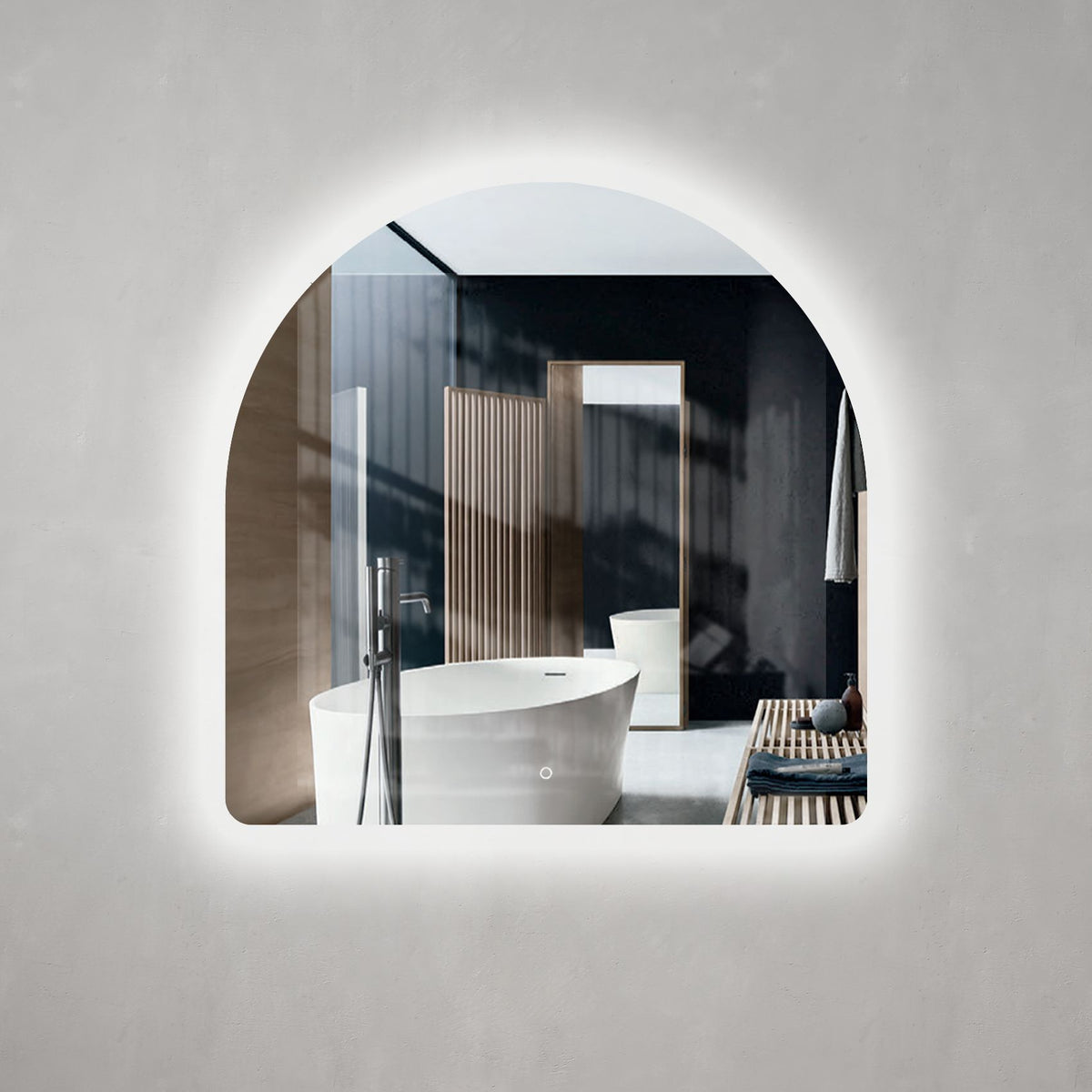 Arco Arch 1000mm X 1000mm Backlit Led Mirror With Polished Edge And De — Ats Tiles And Bathrooms 6491