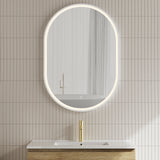 Pill Oval Frontlit LED Mirror with Matte White Frame and Demister | 6 sizes available, from 500mm to 1500mm |