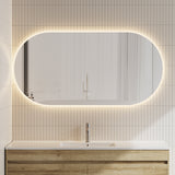 Pill Oval LED Mirror with Frosted Glass Border and Demister | 13 sizes available, from 400mm to 1800mm |