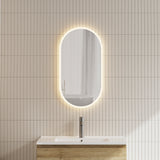 Pill Oval LED Mirror with Frosted Glass Border and Demister | 13 sizes available, from 400mm to 1800mm |