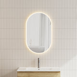 Pill Oval LED Mirror with Frosted Glass Border and Demister | 13 sizes available, from 400mm to 1800mm |