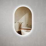 Pill Oval LED Mirror with Frosted Glass Border and Demister | 13 sizes available, from 400mm to 1800mm |