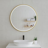 Circa Round Frontlit LED Mirror with Brushed Brass (Gold) Frame and Demister | 3 sizes available, from 600mm to 1000mm |