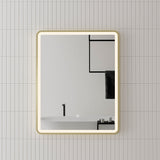 Retti Rectangular Frontlit LED Mirror with Brushed Brass (Gold) Frame and Demister | 5 sizes available, from 450mm to 1500mm |