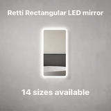 Retti Rectangular LED Mirror with Frosted Glass Border and Demister | 25 sizes from 400mm to 2000mm |