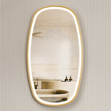 Riri Oblong Frontlit LED Mirror with Brushed Brass (Gold) Frame and Demister | 2 sizes available, 500mm and 600mm |