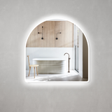 Arco Arch 1000mm x 1000mm LED Mirror with Frosted Glass Border and Demister