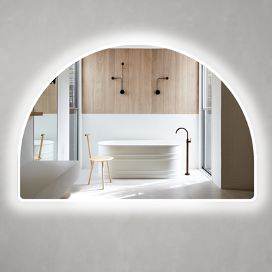 *Clearance* Arco Arch 1500mm x 1000mm Frontlit and Backlit LED Frameless Mirror with Frosted Glass Border and Demister