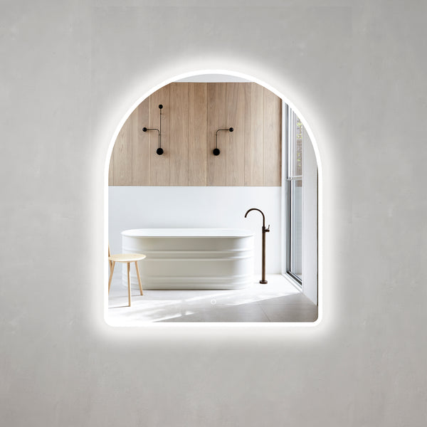 Arco Arch LED Mirror with Frosted Glass Border and Demister | 11 sizes available, from 400mm to 1500mm |