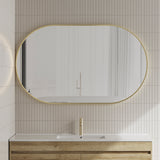 Pill Oval Mirror with Brushed Brass (Gold) Frame | 6 sizes available, from 500mm to 1500mm |