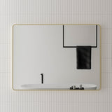 Retti Rectangular Mirror with Brushed Brass (Gold) Frame | 8 sizes available, from 450mm to 1500mm |