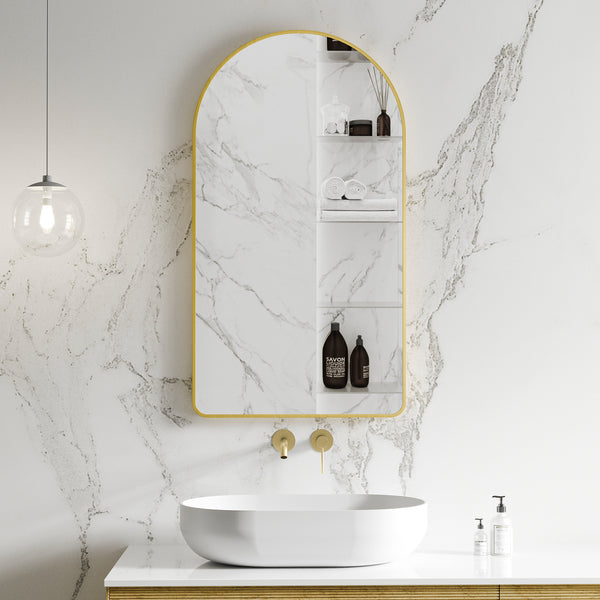 Arco Arch Mirror with Brushed Brass (gold) Frame | 5 sizes available, from 400mm to 1000mm |