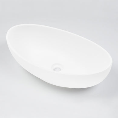 Whitehaven 600mm x 380mm Artificial Stone Above-Counter Basin, Matte White