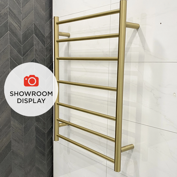 Profile Straight Round Ladder 600mm x 800mm x 122mm 7 Bar Heated Towel Rail | Brushed Gold |
