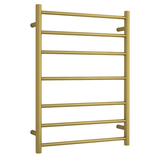 Profile Straight Round Ladder 600mm x 800mm x 122mm 7 Bar Heated Towel Rail | Brushed Gold |