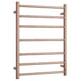 Profile Straight Round Ladder 600mm x 800mm x 122mm 7 Bar Heated Towel Rail | Polished Rose Gold |