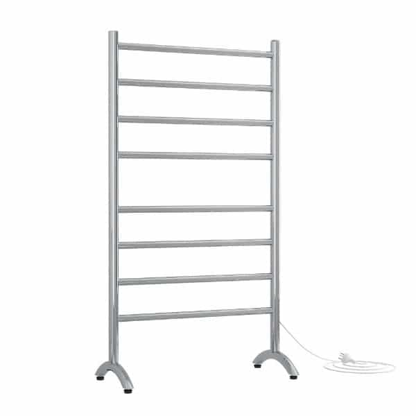 Thermogroup 8 Bar Thermorail Round Free-Standing Heated Towel Rail 600mm | Polished Stainless |