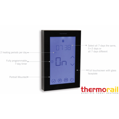Thermogroup Thermorail 7 Day Touchscreen Timer Portrait Orientation | Black |