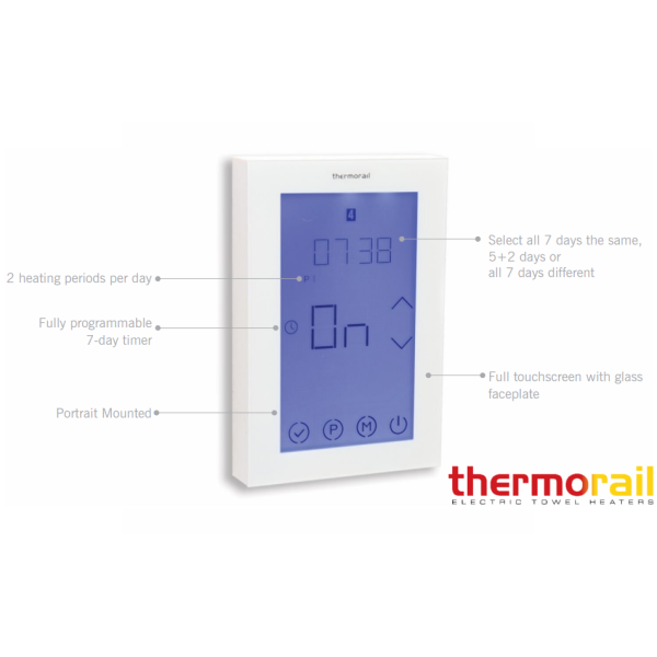 Thermogroup Thermorail 7 Day Touchscreen Timer Portrait Orientation | White |