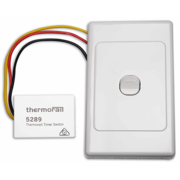 Thermogroup Thermorail White Switch Plate and Timer — ATS Tiles u0026 Bathrooms