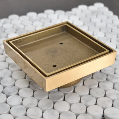 Brass Tile Insert Floor Waste | 75mm Outlet, Brushed Brass (Gold)