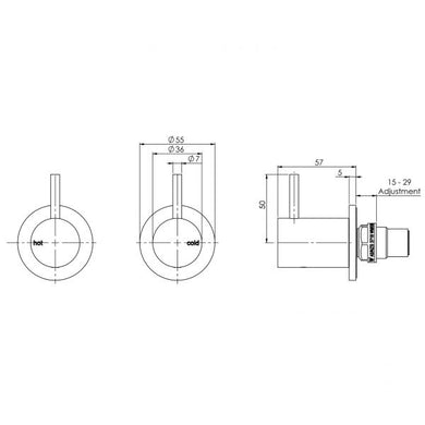 Phoenix Vivid Slimline Wall Top Assemblies Available with Standard or Extended Spindles | Brushed Nickel |