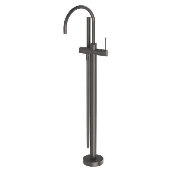 Phoenix Vivid Slimline Floor Mounted Bath Mixer with Hand Shower, Gunmetal