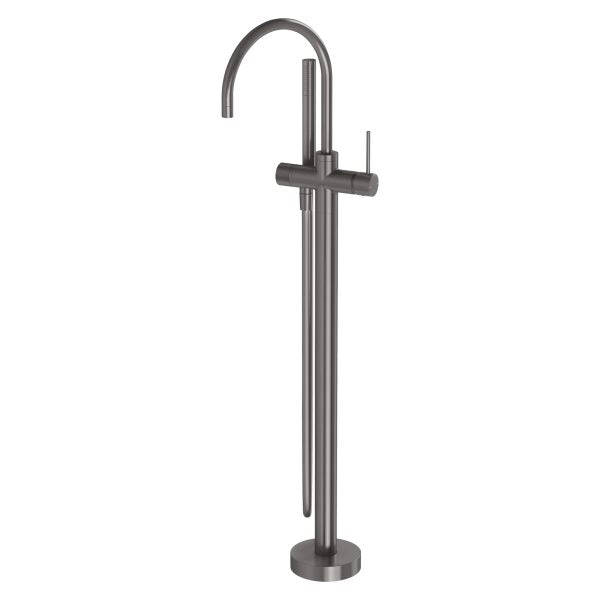 Phoenix Vivid Slimline Floor Mounted Bath Mixer with Hand Shower, Brushed Carbon