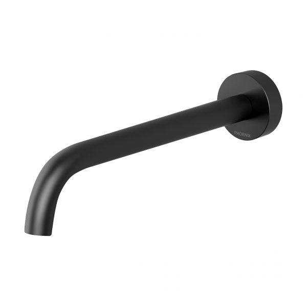 Phoenix Vivid Slimline Basin/ Bath Wall Outlet 230mm Curved, Matte Black