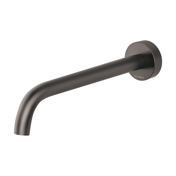 Phoenix Vivid Slimline Basin/ Bath Wall Outlet 230mm Curved | Gunmetal |