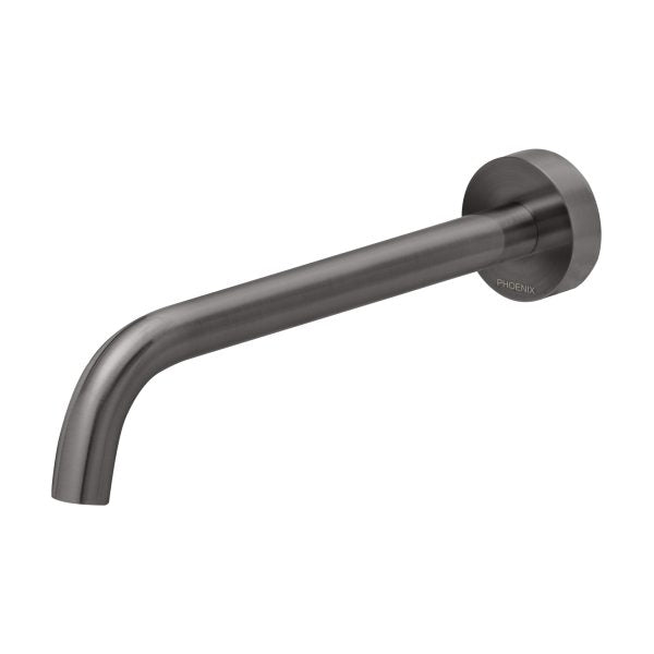Phoenix Vivid Slimline Basin/ Bath Wall Outlet 230mm Curved, Brushed Carbon
