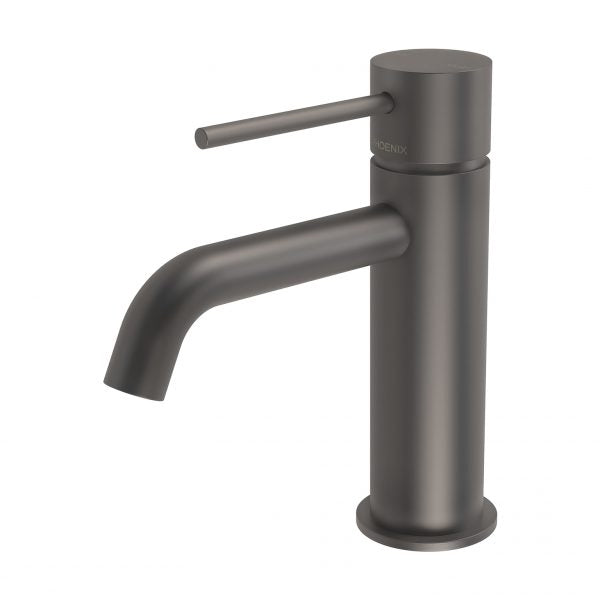 Phoenix Vivid Slimline Basin Mixer Curved Outlet, Gunmetal