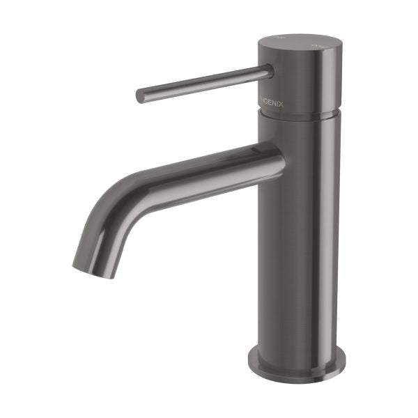 Phoenix Vivid Slimline Basin Mixer Curved Outlet, Brushed Carbon