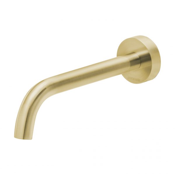 Phoenix Vivid Slimline Basin/ Bath Wall Outlet 180mm Curved, Brushed Gold