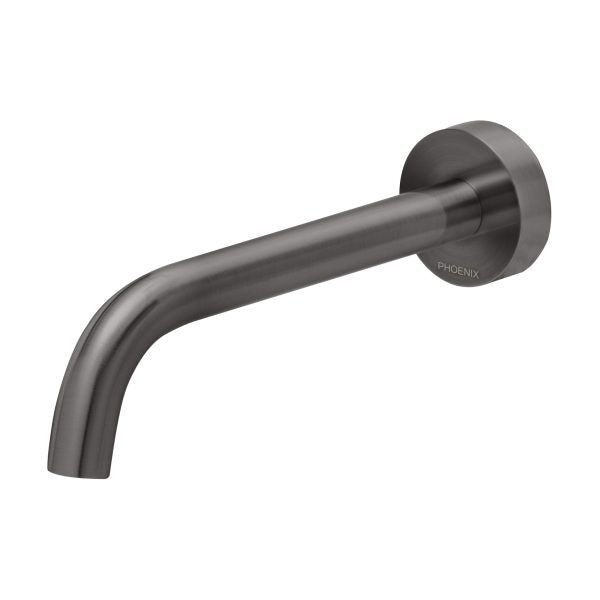 Phoenix Vivid Slimline Basin/ Bath Wall Outlet 180mm Curved, Brushed Carbon