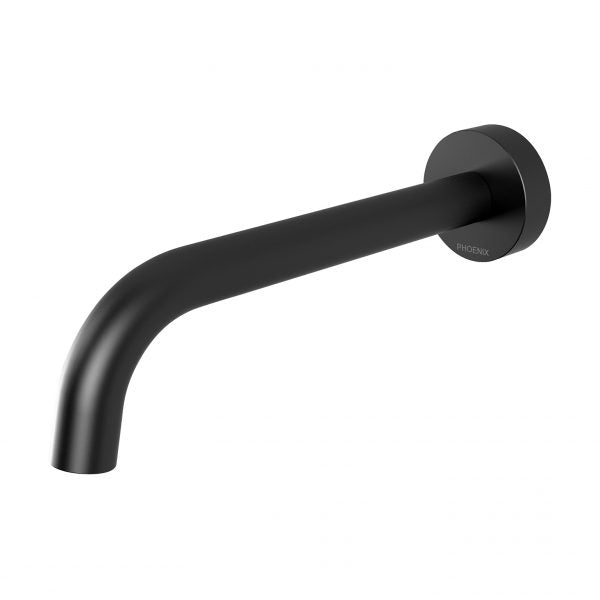 Phoenix Vivid Slimline Basin/ Bath Wall Outlet 180mm Curved, Matte Black