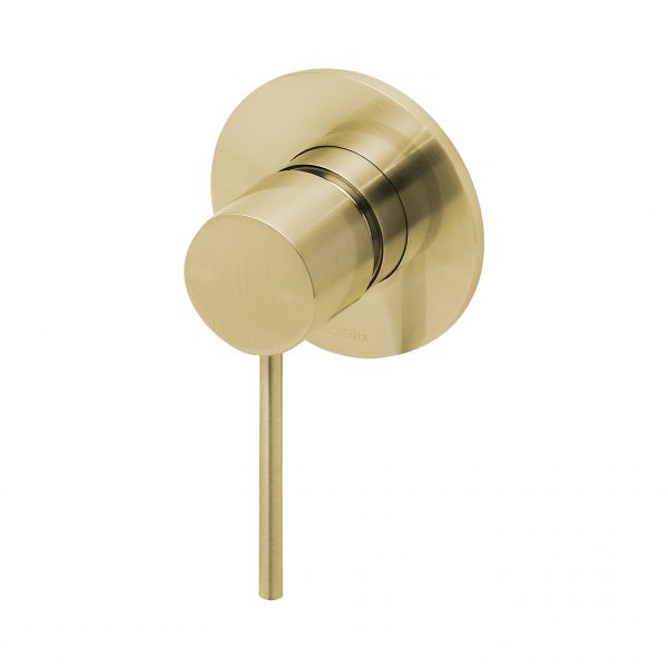 Phoenix Vivid Slimline Shower/ Wall Mixer 80mm Backplate, Brushed Gold