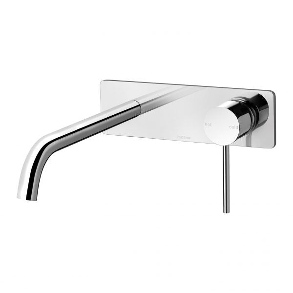 Phoenix Vivid Slimline Basin/ Bath Wall Mixer Set 230mm Curved, Chrome