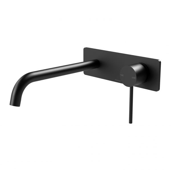 Phoenix Vivid Slimline Basin/ Bath Wall Mixer Set 230mm Curved, Matte Black