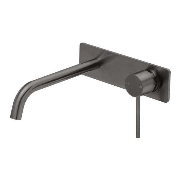 Phoenix Vivid Slimline Basin/ Bath Wall Mixer Set 230mm Curved, Brushed Carbon