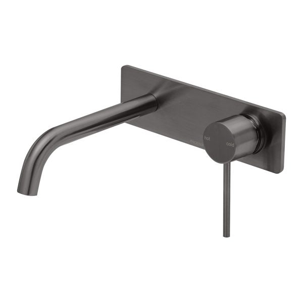 Phoenix Vivid Slimline Basin/ Bath Wall Mixer Set 180mm Curved, Brushed Carbon