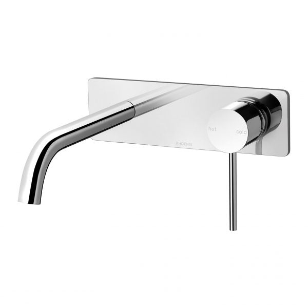 Phoenix Vivid Slimline Basin/ Bath Wall Mixer Set 180mm Curved, Chrome