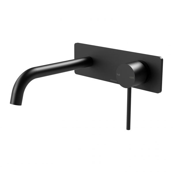 Phoenix Vivid Slimline Basin/ Bath Wall Mixer Set 180mm Curved, Matte Black